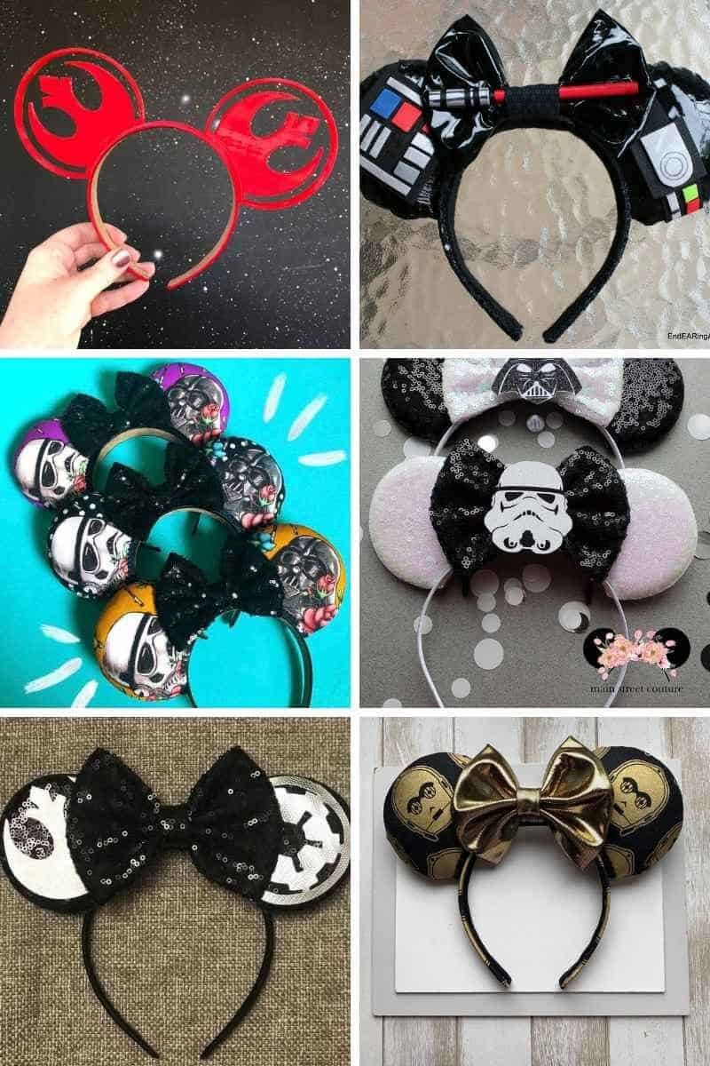 Collage image of Star Wars Mickey ears available on etsy