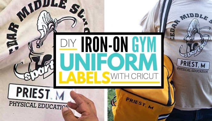 DIY iron on gym uniform labels with cricut graphic with photo collage