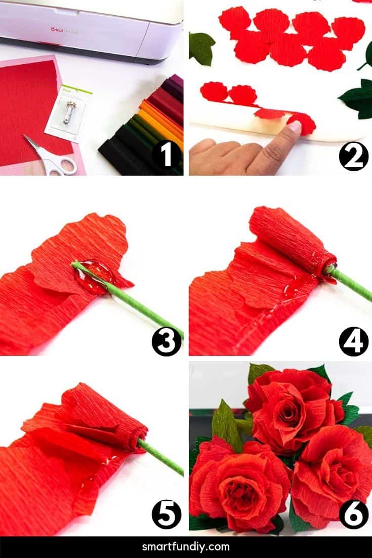 Step by step photos to make crepe paper flowers with Wavy Blade Cricut Maker