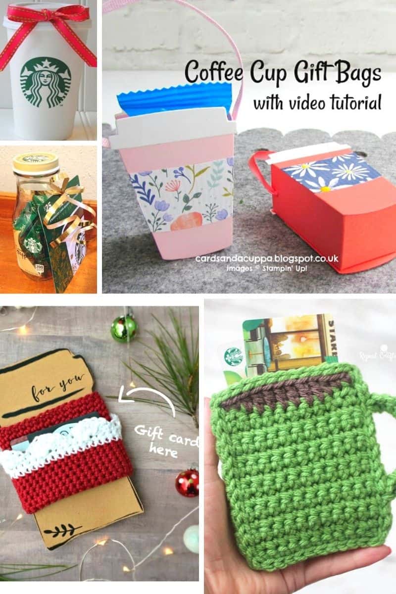 collage of coffee mug shaped gift card ideas