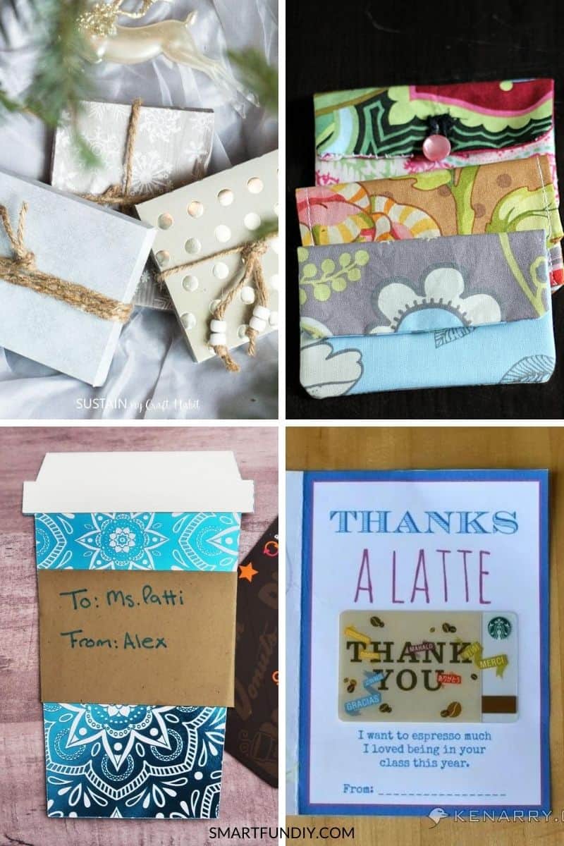 collage of 4 coffee gift card holders to make