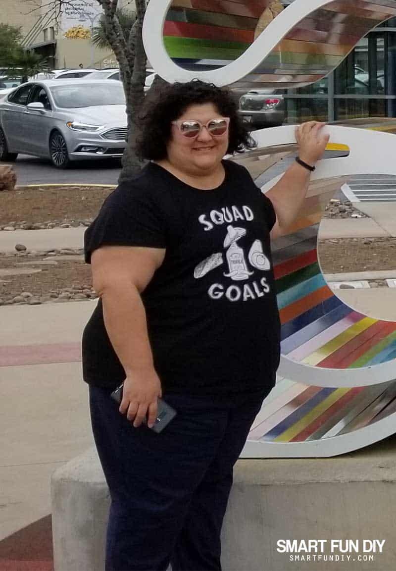Jennifer Priest in Austin with sunglasses on in March 2018