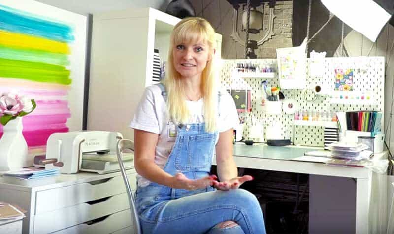 Yana Smakula in her corner craft room